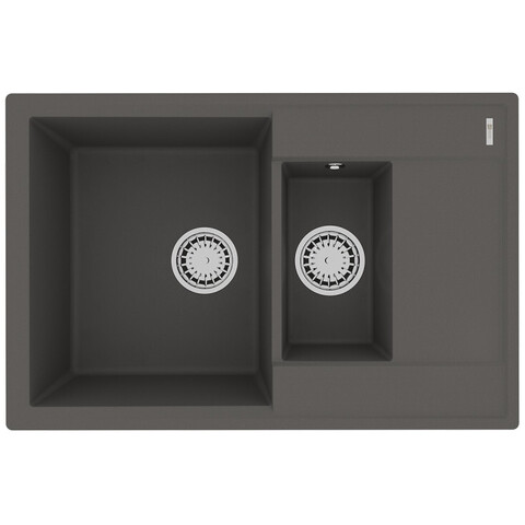 Lemark Ramza 9910041 Кухонная мойка 760 врезная прямоугольная с доп.чашей и крылом из кварцгранита цвет: Серый шёлк