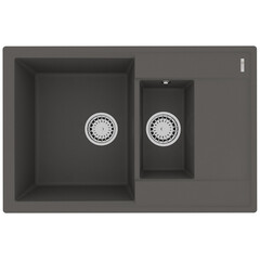 Lemark 9910041 Кухонная мойка Lemark RAMZA 760 врезная прямоугольная с доп.чашей и крылом из кварцгранита цвет: Серый шёлк фото
