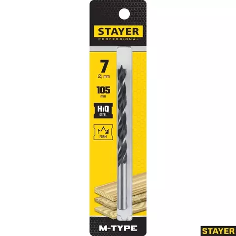 STAYER M-type, 7.0 x 105/75 мм, М-образная заточка, спиральное сверло по дереву (2942-105-07)