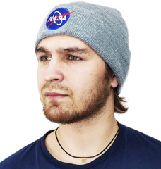 Шапка с логотипом Skully beanie NASA grey - 2