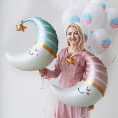 Шар К Фигура, Месяц спящий, Голубой, 28''/71 см, 1 шт. (В упаковке)