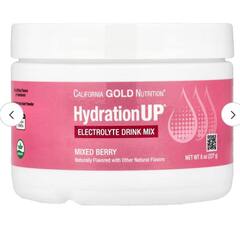 California Gold Nutrition HydrationUP, смесь для приготовления электролитического напитка с кальцием, калием, витамином C и витамином E, со вкусом ягодного ассорти, 227 г (8 унций)