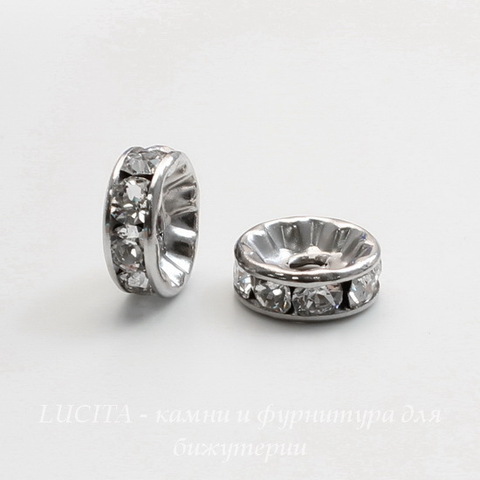 77509 Бусина - рондель Сваровски Crystal (цвет - античное серебро) 9х4 мм ()