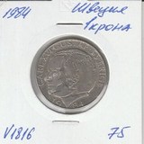 V1816 1984 Швеция 1 крона V1816 1984 Швеция 1 крона