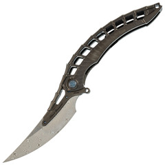 Фото Складной нож Rike knife Alien с тактической ручкой, сталь Damasteel, рукоять титан