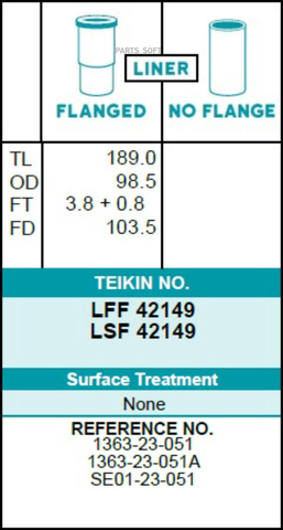 Гильза блока цилиндров TEIKIN LSF42149 (4шт/упак) не хонингованная