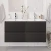 BelBagno UNO-1200-4C-SO-GSO База под раковину подвесная с фрезерованными ручками по всей длине фасада с четырьмя выкатн. ящ.,Темно-Серый Мат.,1200x455x608