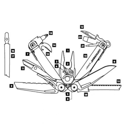 Мультитул Leatherman Surge Black схематическое изображение | Multitool-Leatherman.Ru