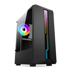 Корпус BaseTech eXtreme GFX-02, Без БП, ATX, RGB, чёрный, 1xFRGB FAN, 2xUSB2, 1xUSB3, бок: закалённое стекло (BT-GFX-02-RGB)