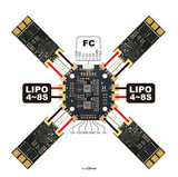 Плата распределения питания Foxeer PDB400 400A 8S, до 2-х батарей (4-8S + 4-8S), х4 ESC (MR1805)