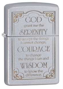 Зажигалка ZIPPO Serenity, латунь с покрытием Satin Chrome™, серебристый, матовая, 36х12x56 мм