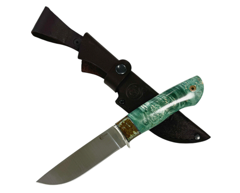 Нож Егерь, Bohler S390, мельхиор, зуб мамонта, кап.клена