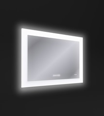 ЗЕРКАЛО  LED 060 PRO 80*60, С ПОДСВЕТКОЙ, АНТИЗАПОТЕВАНИЕ, ЧАСЫ