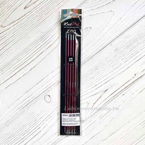 KnitPro Zing чулочные спицы 2 мм/20 см арт.47031