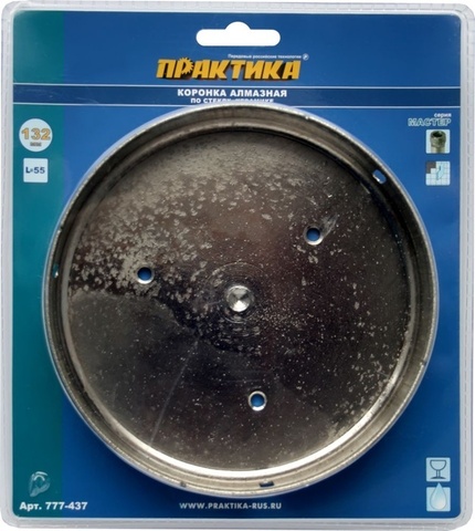 Коронка алмазная ПРАКТИКА  Мастер по стеклу и керамике 132 мм (777-437)