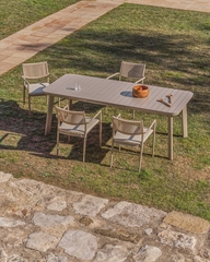 Раздвижной уличный стол Izola из алюминия с бежевой отделкой, 185 (235) x 100 см