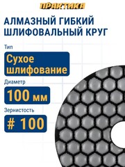 Круг алмазный гибкий шлифовальный ПРАКТИКА 100 мм для сухого шлифования, P 100 (925-556)