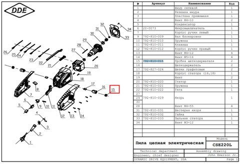 Пробка щеткодержателя DDE CSE220L/240L/260L (792-810-015)