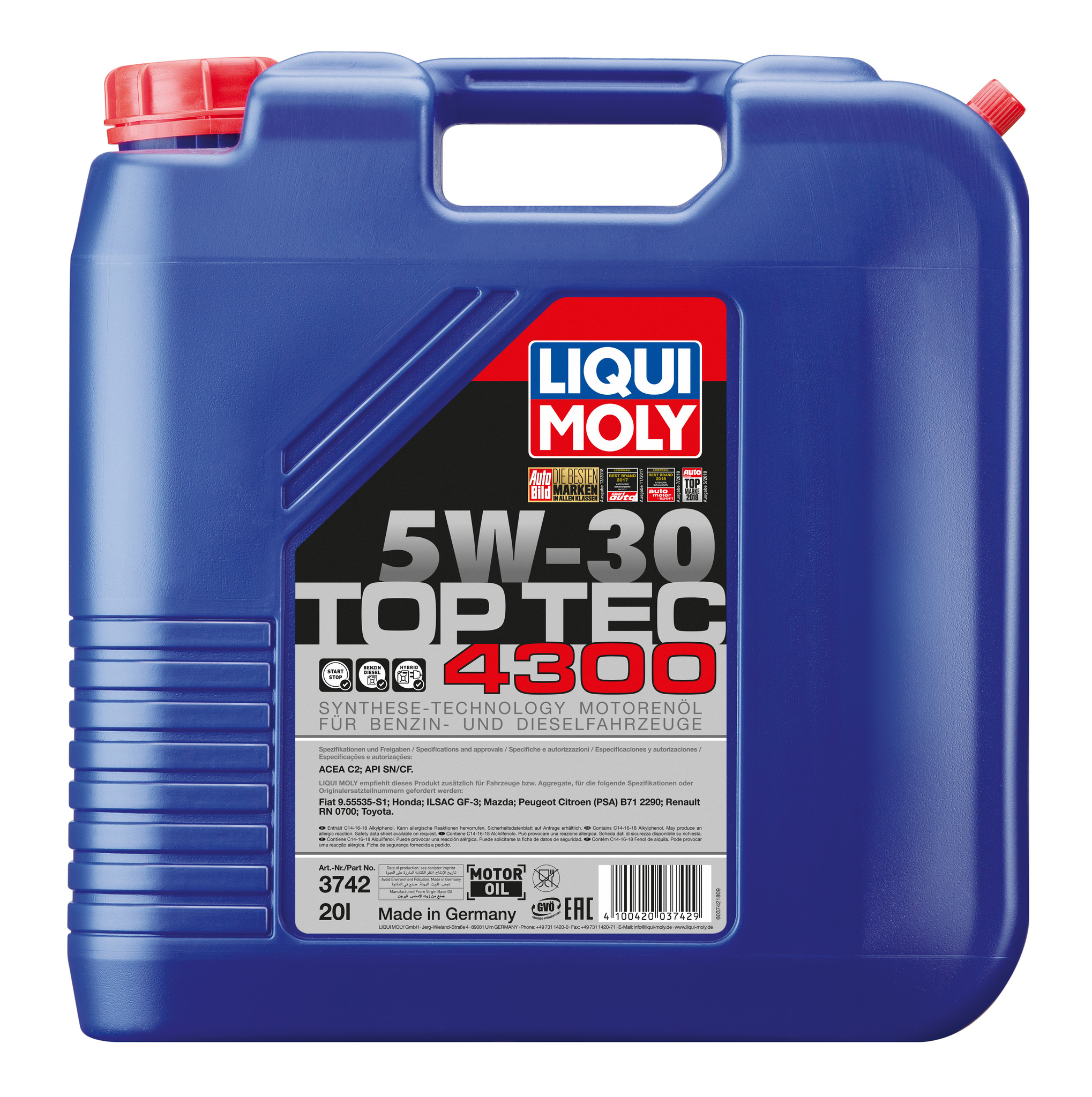 Моторное масло Liqui Moly Top Tec 4300 5W30 НС-синтетическое 20л