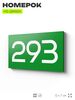 Номер на дверь 293, табличка на дверь для офиса, квартиры, кабинета, аудитории, склада, зеленая 120х70 мм, Айдентика Технолоджи