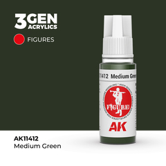 Акриловая краска AK Interactive Medium Green 3GEN Figures, 18мл