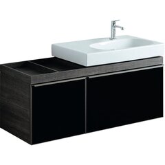 Geberit Citterio 500.568.JJ.1 Тумба для раковины 133.4x55.4x50.4см, черный / глянцевое стекло, темный дуб / меламин, структура дерева фото