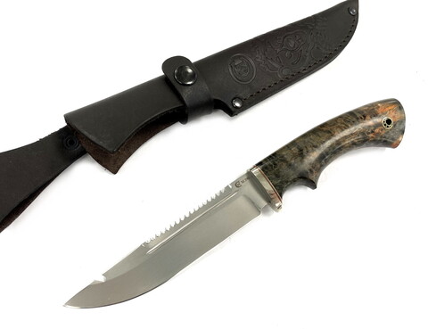Нож Щука, Bohler M390, стабилизированная карельская береза