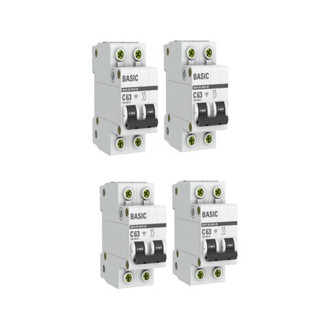 Авт. выключатель 2P 63А (C) 4,5кА ВА 47-29 Basic 4шт