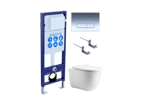 Aquatek SET КЛАССИК cm-INS17-016 4в1 SET КЛАССИК cm-INS17-016 4в1 (рама Aquatek Standard INS-0000017 с звукоиз.прокладкой+крепеж KKI-0000002+кнопкаKDI-0000016+унитаз AQ1112-00 с крышкой