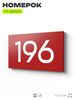 Номер на дверь 196, табличка на дверь для офиса, квартиры, кабинета, аудитории, склада, красная 120х70 мм, Айдентика Технолоджи