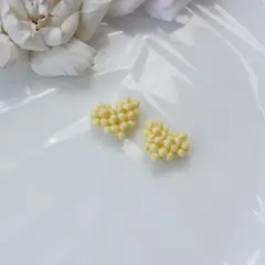 Подвеска Сердце плетёная из бисера, 17*15 мм, жёлтый, РК070