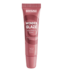 LuxVisage Блеск-бальзам для губ WONDER GLAZE volume & care 102 Berry Latte