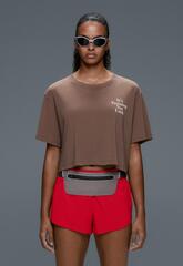 Oysho Укороченная футболка Boxy из смесового хлопка с надписью, коричневый