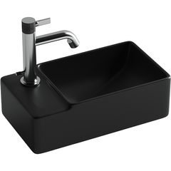 Ceramica Nova Element CN5046MB Умывальник подвесной прямоугольный с крепежом (чаша справа, отверстие под смеситель слева), 39.5x22, цвет: чёрный фото