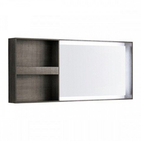 Geberit Citterio 500.571.JJ.1 Зеркало с подсветкой, боковая полка 133.4x58.4см, Серо-коричневый дуб / Меламин, древесная структура