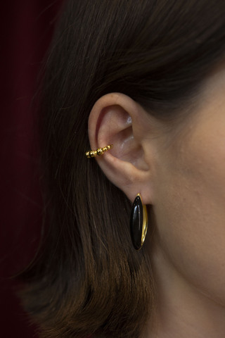 Серьги Мантис, серебро 925, позолота 18k, черная эмаль 2