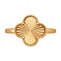 Кольцо Trendi GOLD клевер с алмазными гранями (гильоше) из золота 585 пробы