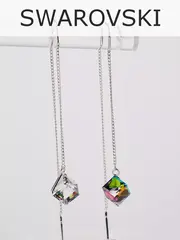 Серьги-протяжки Миражи с зелеными кристаллами Swarovski