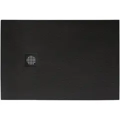 BelBagno TRAY-MR-UNO-AH-120/90-35-NERO-NO Поддон из искусственного мрамора в комплекте с сифоном с чёрной матовой декоративной накладкой, чёрный фото