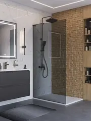 BelBagno UNO-L-1-TB-100-GR-GM Душевая перегородка универсальная с односторонним входом, стекло графит, профиль Оружейная сталь, 1000x2000 мм фото