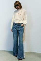 ZARA ДЖИНСЫ Z1975 BOOTCUT С ВЫСОКОЙ ПОСАДКОЙ И КРУЖЕВОМ, СИНИЙ