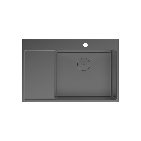Lemark Kezadra 9936155 Мойка кухонная с крылом из нерж.стали (чаша справа) цвет:графит в комплекте крепеж, арматура сливная с прямоуг.переливом, сифон