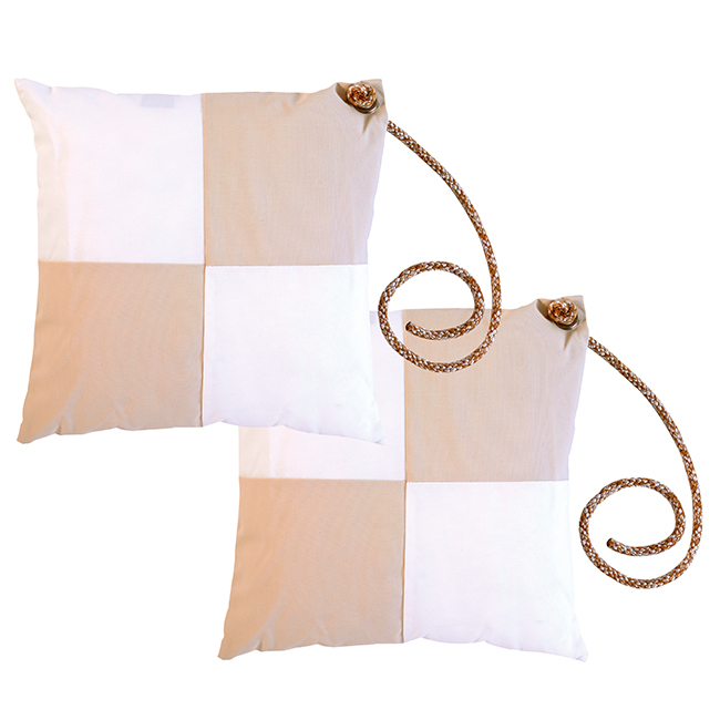 Beige check cushion with tie – 2 pcs Marine Business