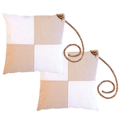 Beige check cushion with tie – 2 pcs Marine Business