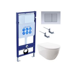 Aquatek SET Aquatek ПОЛАРИС-011 4в1 SET Aquatek ПОЛАРИС (рама Aquatek Standard INS-0000012+унитаз ПОЛАРИС AQ0700-00 с тонким сиденьем soft-close+ крепеж KKI-0000002 +панель KDI-0000011) фото