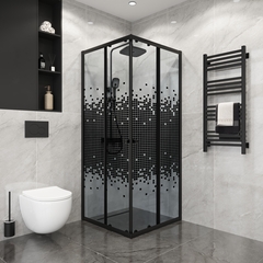 Душевое ограждение Niagara Eco NG-1008-14QBLACK (80х80х190) квадрат,раздвижное,черный,стекло мозаика,1 место