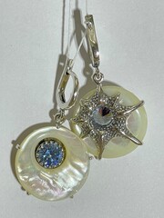 Осьминог (серьги из серебра)