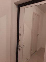 Входная металлическая дверь с зеркалом RеX (РЕКС) Премиум 3К 243 Венге / 2XL Силк сноу (белый матовый,без текстуры)