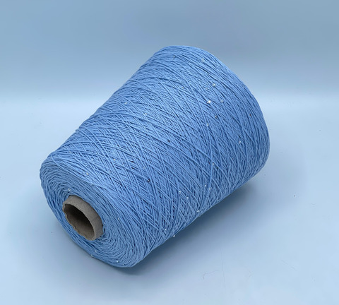 Бобинная пряжа, Cotone Paillettes, 420м, 97% Хлопок, 3% Полиэстер(пайетка), Голубой. 40734