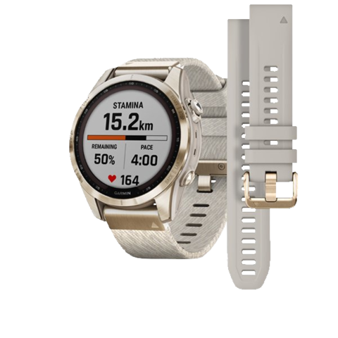 Garmin fenix 7s Sapphire Solar - Cream Gold Titanium with Nylon